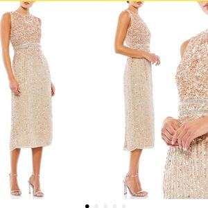 Mac Duggal Vertical Sequin Midi Sheath Dress NWT Size 4